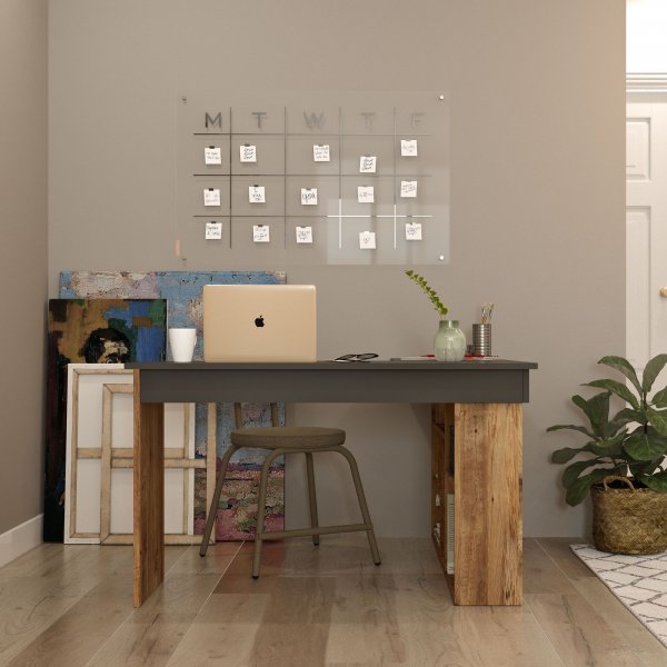 Bureau d\\\'angle Tywin 129x120 cm - Pin/noir