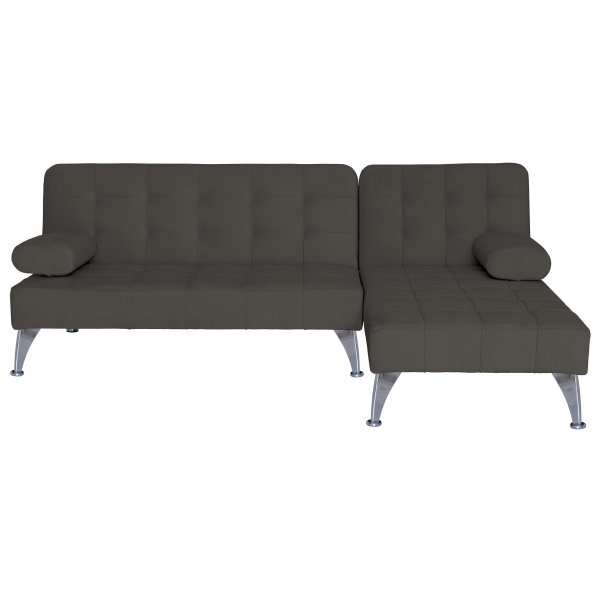Bddsoffa med divan brun sammet 198 cm