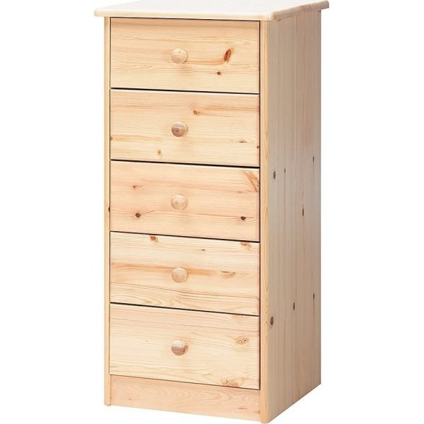 Mario smal byrå med 5 lådor - Lackad furu Mario smal byrå med 5 lådor - Lackad furu