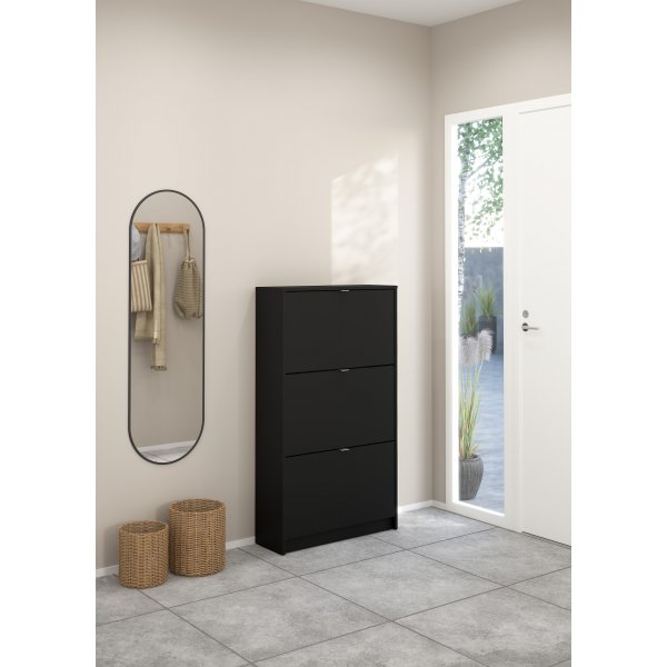 Skoskåp med 3 lutbara dörrar - Matt svart Skoskåp med 3 lutbara dörrar - Matt svart