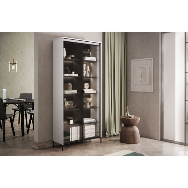 Trend vitrinekast H196 cm - Wit/zwart