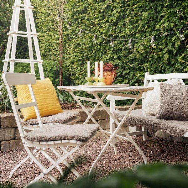 Coussin d'assise Curly avec rembourrage Gris naturel - 40 x 40 cm