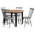 Groupe de salle  manger Dalsland: Table ronde en Chne / Noir avec 4 chaises Canne grises