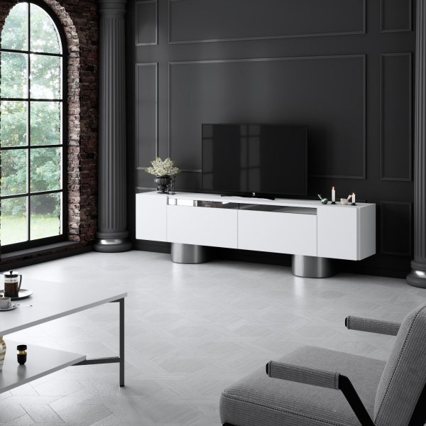 Bohem TV-bänk - Vit/silver Bohem TV-bänk - Vit/silver