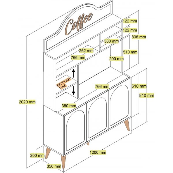 Lyon köksskåp 120 cm - Cream/valnöt Lyon köksskåp 120 cm - Cream/valnöt