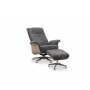 Reclinerftlj med fotpall i kta frskinn grafitgr/whitewash - Ulla + Textilskydd fr mbler