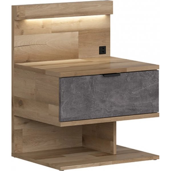 Table de chevet Arica gauche - Chêne/gris Table de chevet Arica gauche - Chêne/gris