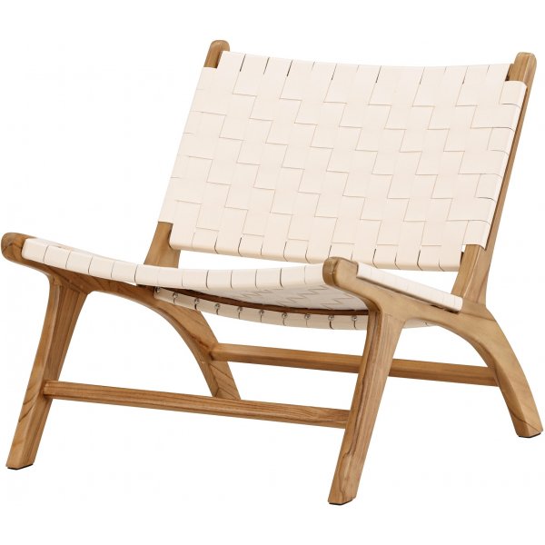 Chaise longue Rike - PU crème/teck Chaise longue Rike - PU crème/teck