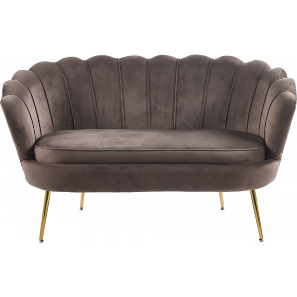 Kingsley 2-zitsbank in fluweel - bruin/messing + Meubelpoten