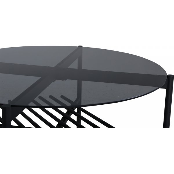 Table basse Adel 80 cm - Noir/verre