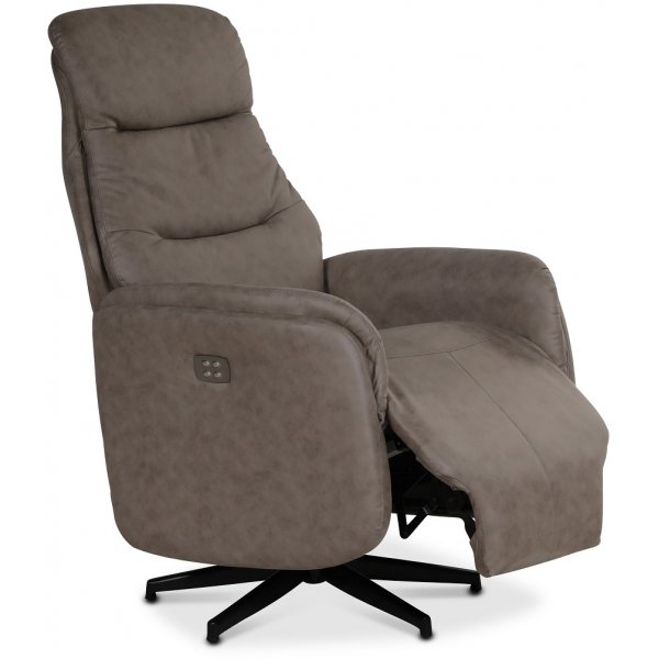 Comfort Saga (el) reclinerf�t�lj med inbyggt fotst�d - Gr�beige ecol�der