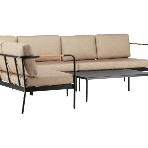 Groupe de canapés d'angle Pehnna - Noir/beige sable Groupe de canapés d'angle Pehnna - Noir/beige sable