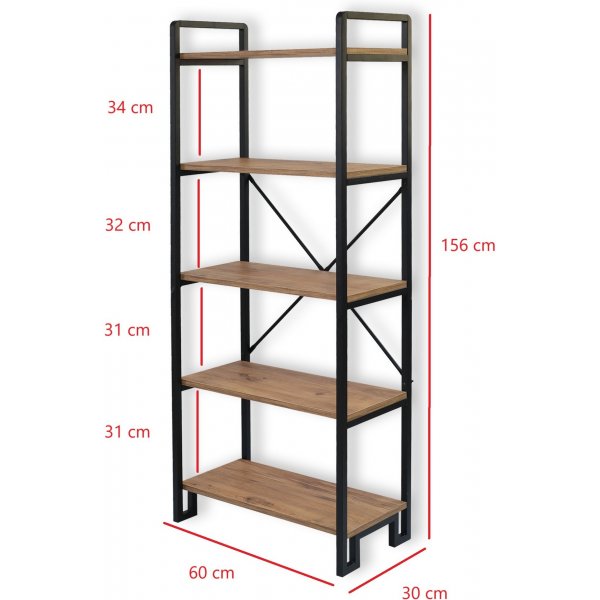 Abel bokhylla - Furu/svart