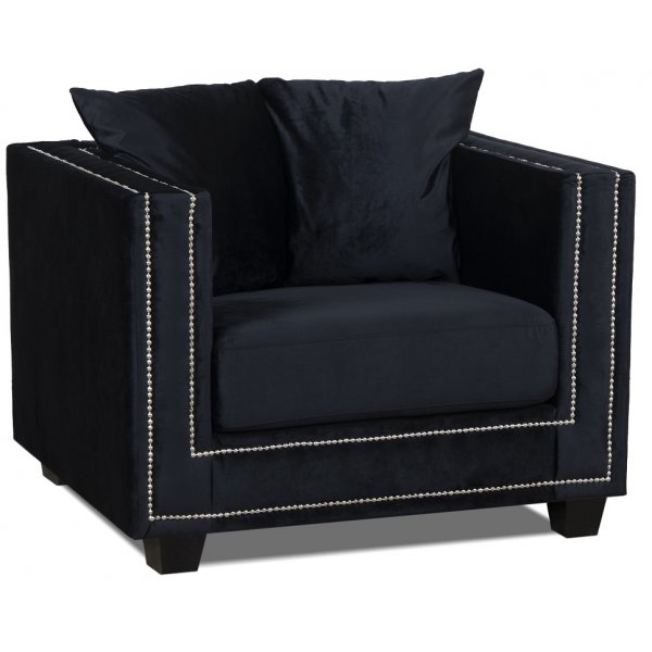 Fauteuil Temple à clous - Noir (velours) Fauteuil Temple à clous - Noir (velours)