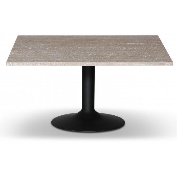 Paus soffbord - Svart trumpetfot / Ljus Travertin 90x90 cm