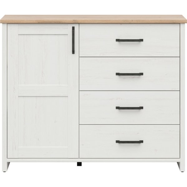 Loksa byrå 120 cm - Vit furu/ek Loksa byrå 120 cm - Vit furu/ek