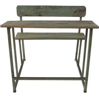 Lumang vintage bänk skrivbord 92x76 cm -  Grågrön