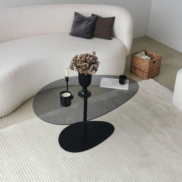 Table basse Porto 90 x 60 cm - Gris fonc/noir