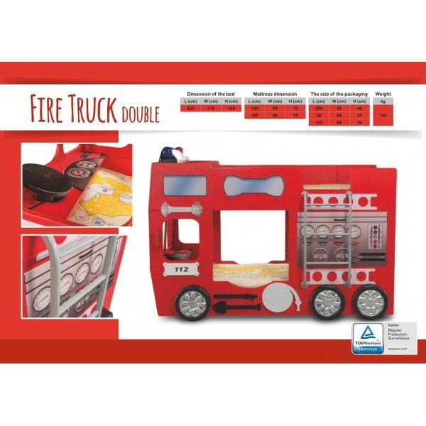 Brandbil Alfons - Våningssäng - 90 x 190 cm Brandbil Alfons - Våningssäng - 90 x 190 cm