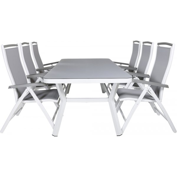 Virya utematgrupp med 6 st Albany stolar - Vit/Grå Virya utematgrupp med 6 st Albany stolar - Vit/Grå