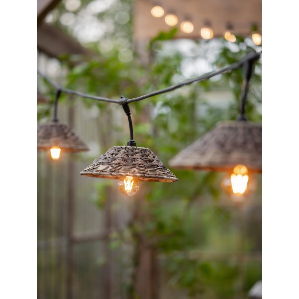 Guirlande lumineuse Flex Out pour extrieur avec abat-jour Lisen - 6,5 m - Marron/noir