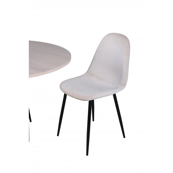 Bianca Matgrupp runt vitputsat matbord med 4 st Polar beige stolar
