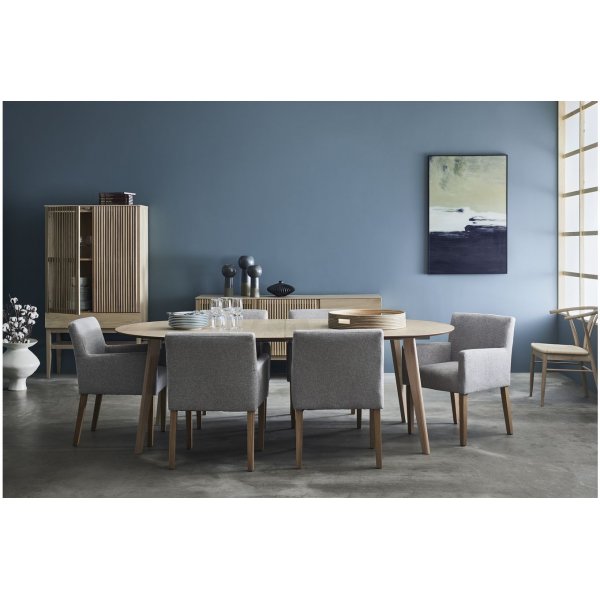 Table  manger Sagene 130-230 x 130 cm - Placage chne pigment blanc