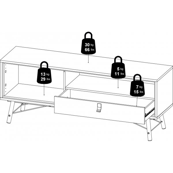 Banc multimédia Ry - Noir/noyer Banc multimédia Ry - Noir/noyer