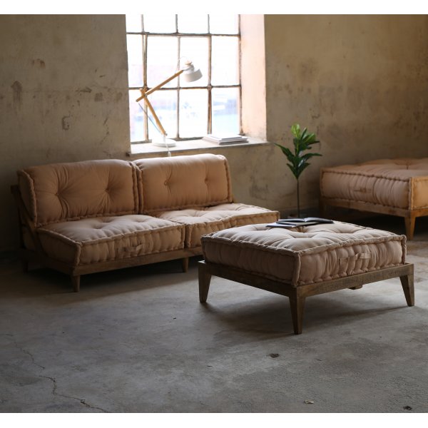 Heriya fotpall ljusrosa canvas