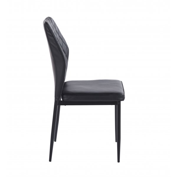 Matgrupp Sand� matbord �120cm i vit terazzo med 4st Inez matstol i svart konstl�der