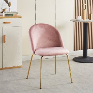 Stol i rosa sammet guldiga ben + Textilskydd för möbler Stol i rosa sammet guldiga ben + Textilskydd för möbler