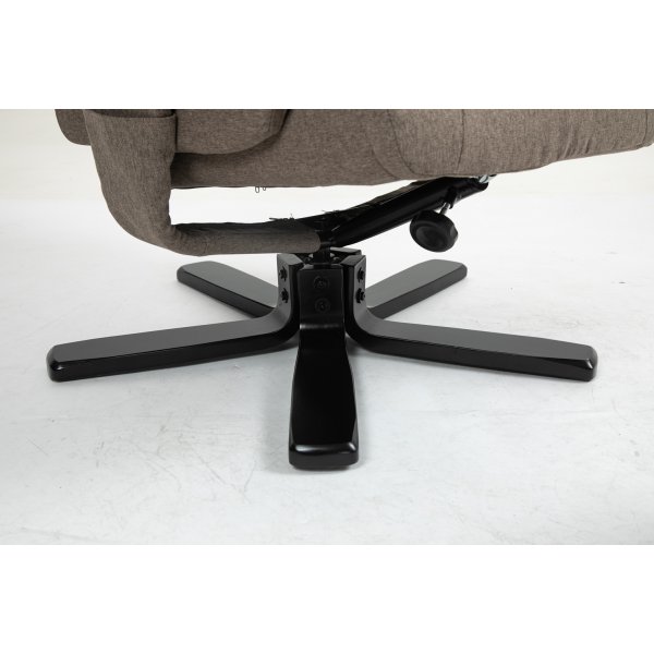 Oslo reclinerfåtölj med pall i mörkbeige tyg Oslo reclinerfåtölj med pall i mörkbeige tyg