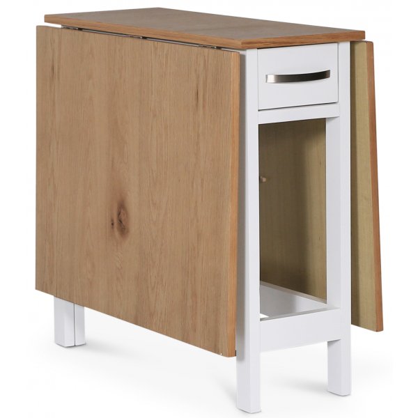 Matgrupp; Klaffbord ek / Vit med 4 stycken kldda stolar - Fr + 4.00 x Stolsdyna