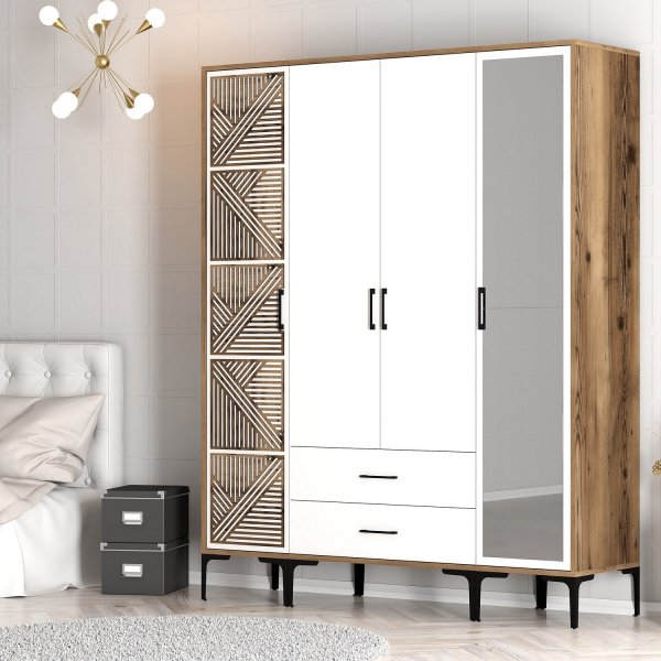 Armoire Kumsal 10 Noyer/blanc Armoire Kumsal 10 Noyer/blanc