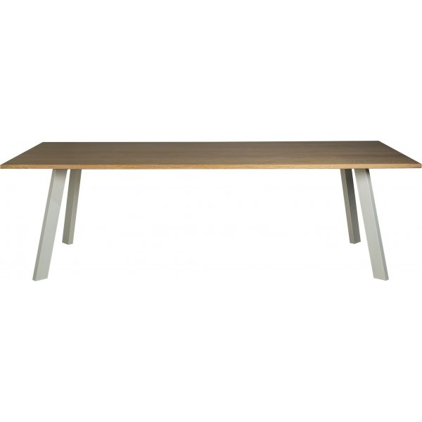 Freddy lngt matbord fr 10 personer i whitewash med vita metallben - 240x90 cm