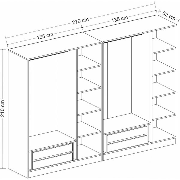 Cikani garderob med spegeldörrar 225x52x210 cm - Antracit Cikani garderob med spegeldörrar 225x52x210 cm - Antracit