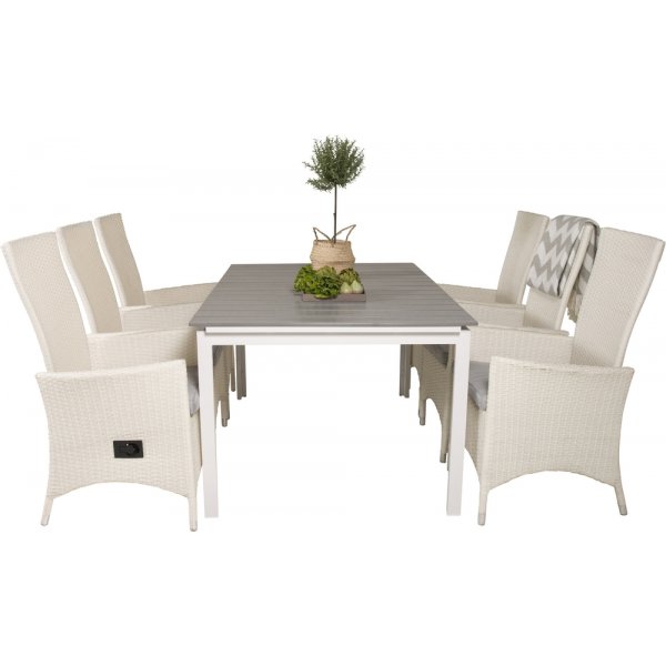 Levels utematgrupp med 6 st Padova stolar - Gr/Vit