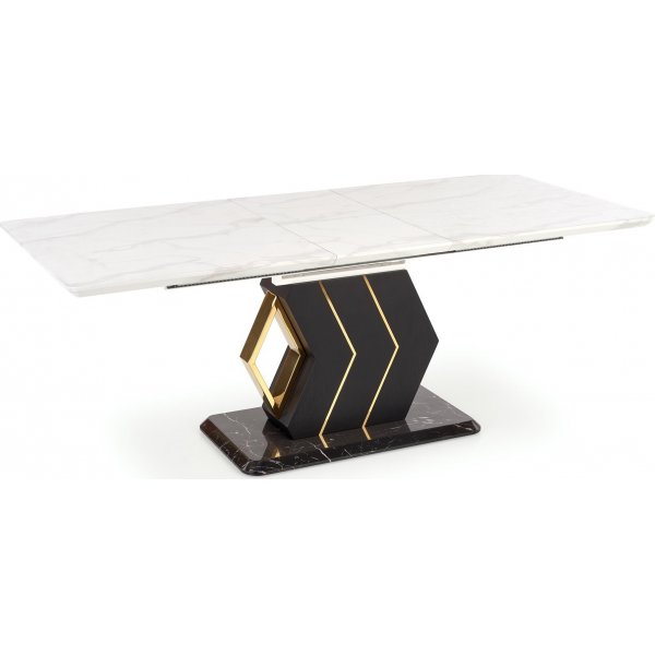 Table à manger Vincenzo 160-200 x 90 cm - Marbre blanc/noir/or Table à manger Vincenzo 160-200 x 90 cm - Marbre blanc/noir/or