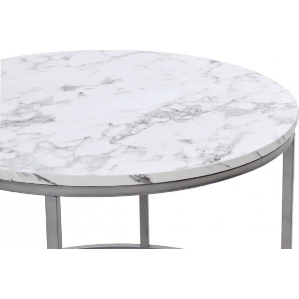 Table basse Ruffo 38/60 cm - Marbre blanc/gris argent