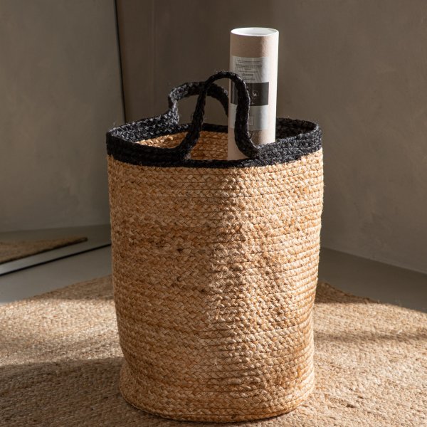 Pune korg Ø35 cm - Svart/jute Pune korg Ø35 cm - Svart/jute