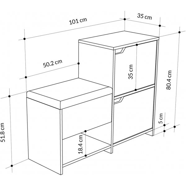 Banc d\\\'entrée Haven - Anthracite/chêne Banc d\\\'entrée Haven - Anthracite/chêne