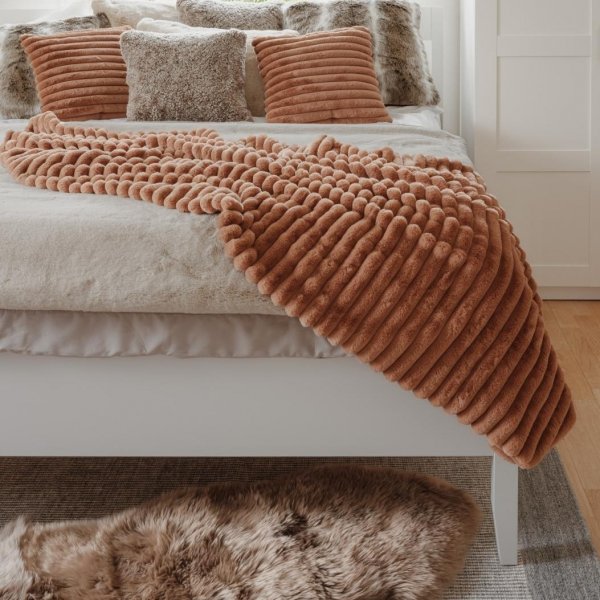 Plaid rayé Cognac - 120 x 180 cm Plaid rayé Cognac - 120 x 180 cm