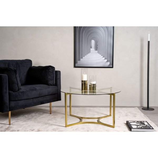 Alsjholm soffbord 75 cm - Glas/mssing