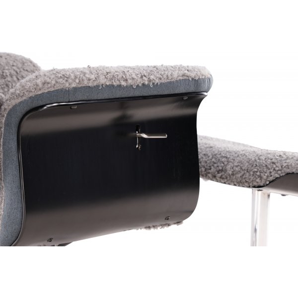 Relaxfauteuil met voetenbank - Grijs - Hagn + Vlekverwijderaar voor meubels