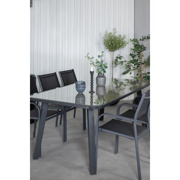 Paola utematgrupp med 6 st Santorini stolar - Svart/Natur