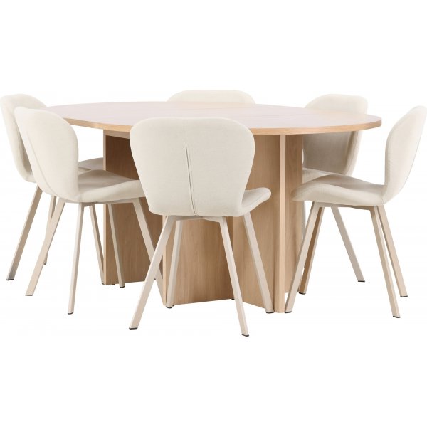 Matbord Strada med 6 st Lilja stolar - Beige/whitewash Matbord Strada med 6 st Lilja stolar - Beige/whitewash