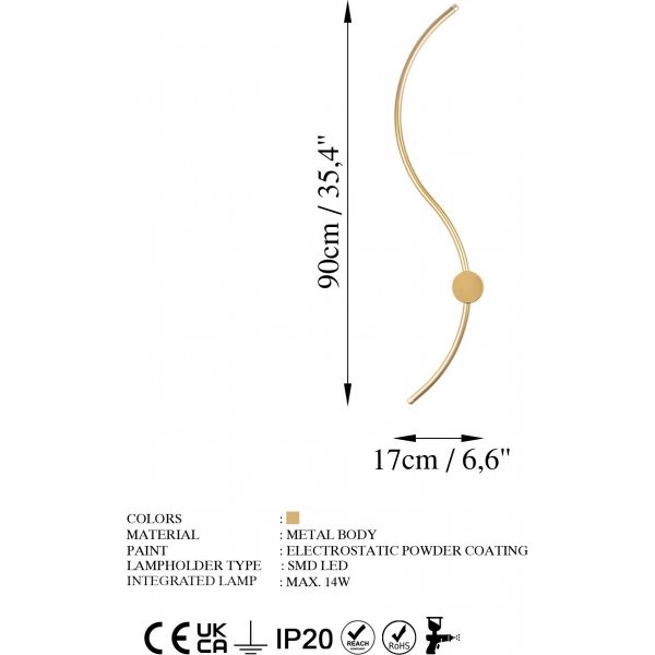 Wolf wandlamp 1 - Goud