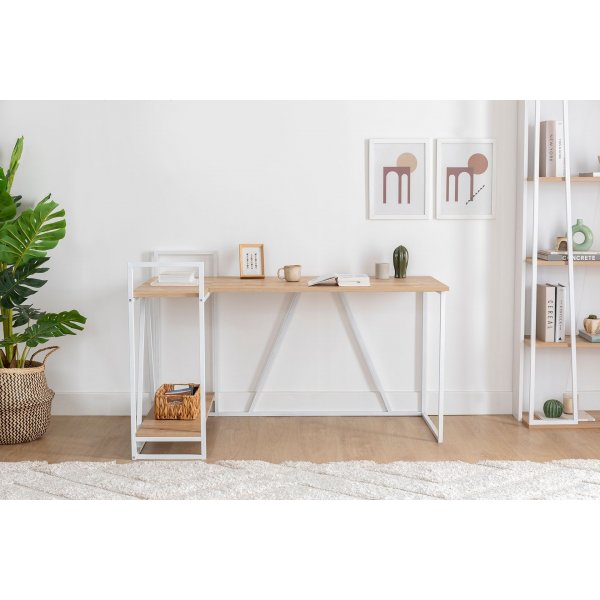 Bureau d\\\'angle Lissa 140 x 90 cm - Chêne saphir/blanc Bureau d\\\'angle Lissa 140 x 90 cm - Chêne saphir/blanc