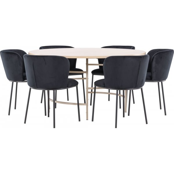 Matbord Copenhagen med 6 st Edina stolar - Beige/whitewash + 6.00 x Stolsdyna Matbord Copenhagen med 6 st Edina stolar - Beige/whitewash + 6.00 x Stolsdyna