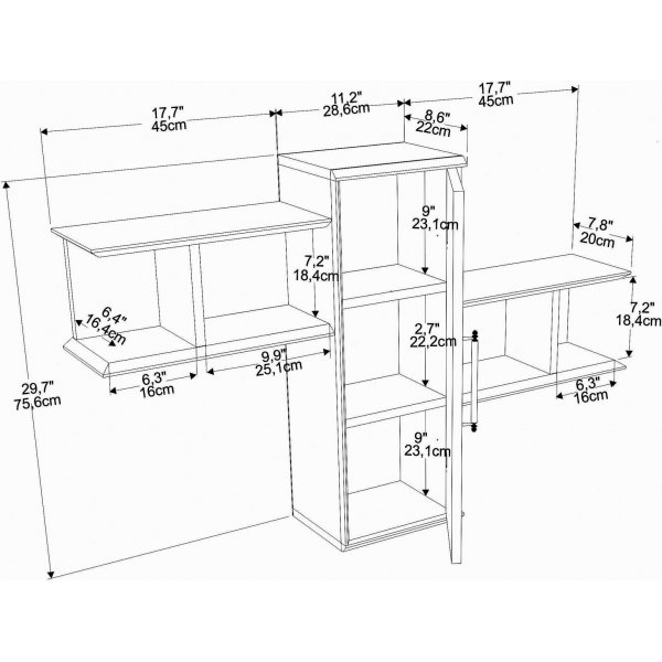 Olida wandplank - Walnoot/wit Olida wandplank - Walnoot/wit